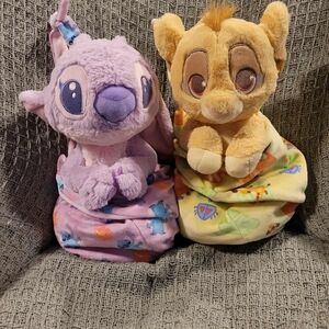 Cute Plush Toy Set - Purple and Tan